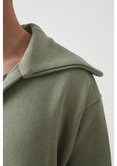 R-5850 Yaka Detaylı Örme Sweat Çağla Yeşili