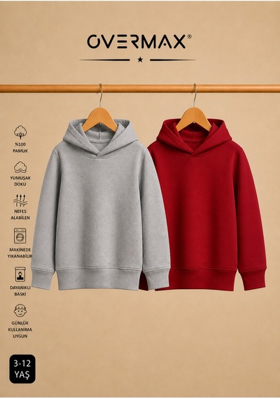 Overmax Çocuk 2 Li Sweatshirt Takımı 3-12 Yaş Gri-kırmızı - 917353073 Gri-kırmızı