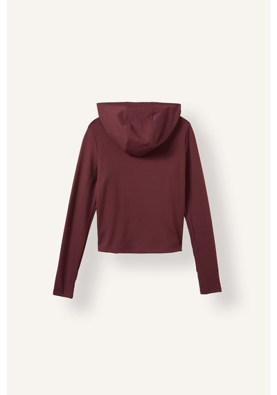 Defacto Sıcak Tutan Slım Fıt Kapüşonlu İçi Yumuşak Tüylü Fermuarlı Uzun Kollu Sporcu Sweatshirt Hırka H5289ax26aubr93 Bordo-br93