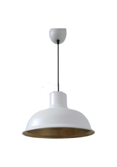 Rys Retro Metal Beyaz İçi Gold Dekoratif Kafe Mutfak Tekli Sarkıt Avize Çap:30 Cm