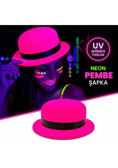 Neon Pembe Uv Parti Şapkası Plastik