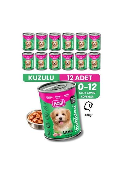 Hobi Hobidog Kuzu Etli Yavru Köpek Konservesi 400 Gr X 12 Adet Tam Ve Dengeli Yaş Mama