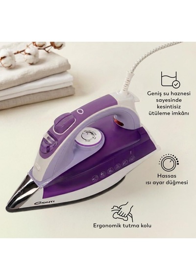 Cu-3388 Sensitive 2600w Buharlı Ütü, Seramik Taban, Şok Ve Sürekli Buhar, Sprey Buhar, Dikey Ütüleme, Damlama Önleme, Kendi Kendini Temizleme, Otomatik Kapanma, Aşırı Isınma Koruması