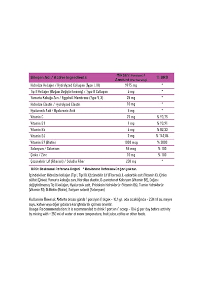 Takecare Collagen Peptides Tip I- II- III- V- X İçeren Aromasız Toz Kolajen 312 G