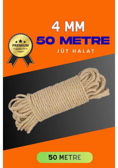 4 Mm 50 Metre Jüt Halat Dekoratif Hasır İp Urgan Süs Çeşidi