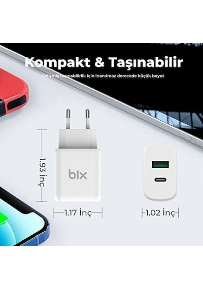 Zh-2u41t 25w Pd 3.0 Type-c & Usb-a Çift Bağlantı Noktalı Hızlı Şarj Adaptörü,, 15/14/13/12/pro Max, İpad Air/pro Ve Daha Fazlası İle Uyumlu