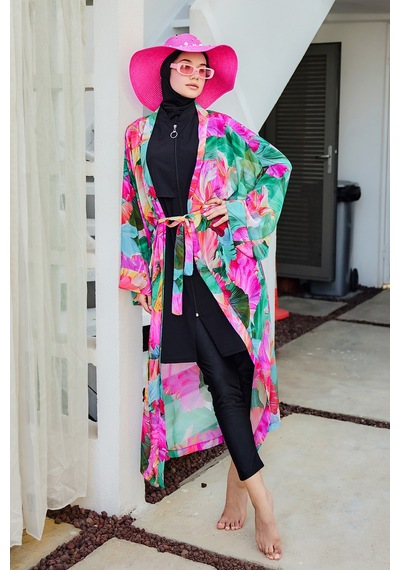 Remsa Mayo Remsa Tesettür Mayo Üzerine Tek Kaftan Kimono Pareo Pembe01 Rp033 Ayşe Pembe01