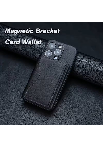 Apple Uyumlu iPhone 16 Pro Max Cüzdanlı Magsafe Kartlık Siyah