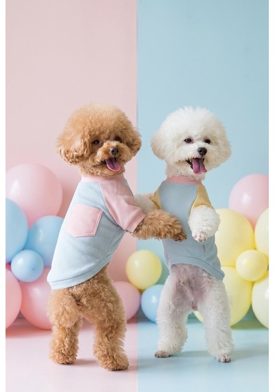 Bubbles Pastel Köpek Tişörtü Cepli Şeker Renkli Yazlık Köpek Kıyafeti Küçük Irklar İçin