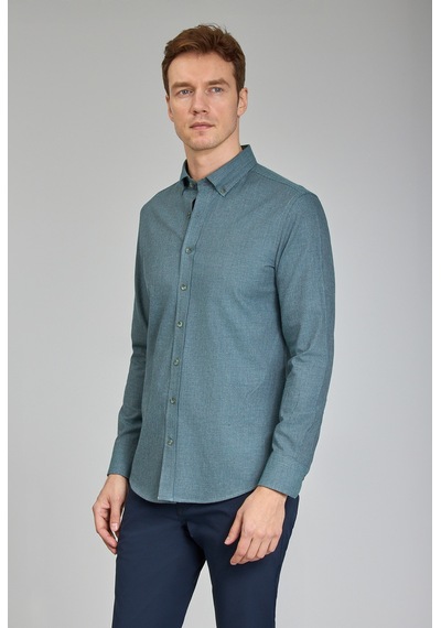 Bisse Modern Fit Paşa Yaka Yeşil Erkek Gömlek Gmfln0222302221 D47 Yeşil