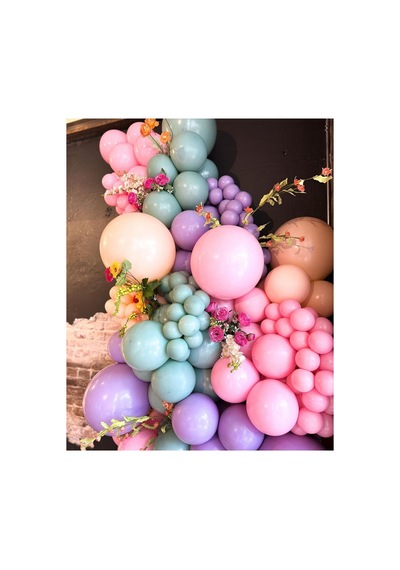 Makaron Pembe Lila Somon Ve Kış Yeşili Balon Zinciri 100 Adet Mix