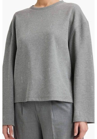 Defacto Relax Fit Bisiklet Yaka Uzun Kollu Tişört G7716ax25wngr210 Gri-gr210
