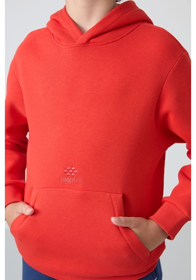 Tommylife Tommy Life Fiesta Pamuklu Kalın İçi Tüylü Yumuşak Dokulu Standart Fit Baskılı Erkek Çocuk Sweatshirt - 11215 Kırmızı