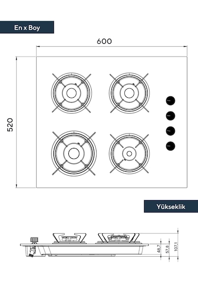 Kumtel KO-40 TSHDF Oval Set Üstü Ocak