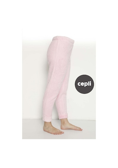 Cepli Lüx Pofuduk Polar Kışlık Pijama Altı Pofcepli Pembe