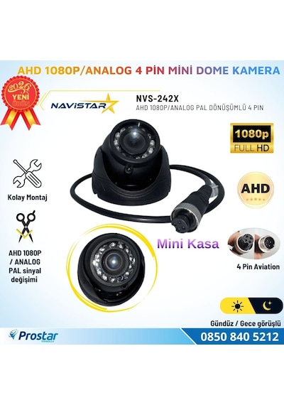 Ahd 1080p/analog Pal Dönüşümlü Plastik Metal Mini Dome Kamera