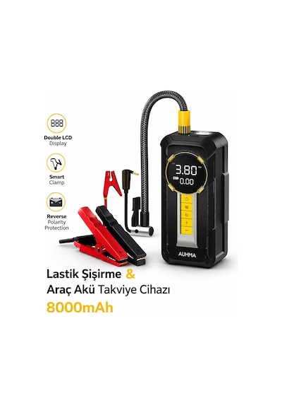 Akü Takviye Cihazı Araç Hava Kompresörü 1000a 150 Psı 8000 Mah