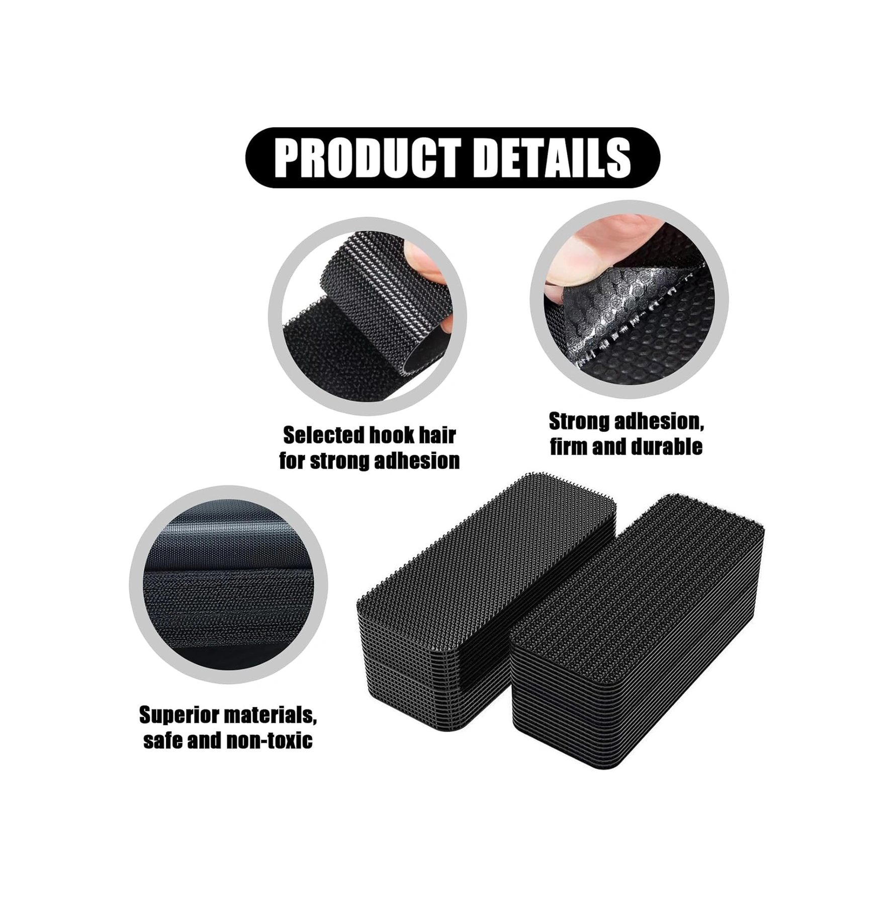 Araç Ev Ofis Çok Amaçlı Kaydırmaz Çift Taraflı Cırt Velcro Bant 16 Lı Set 23x70mm Siyah 0