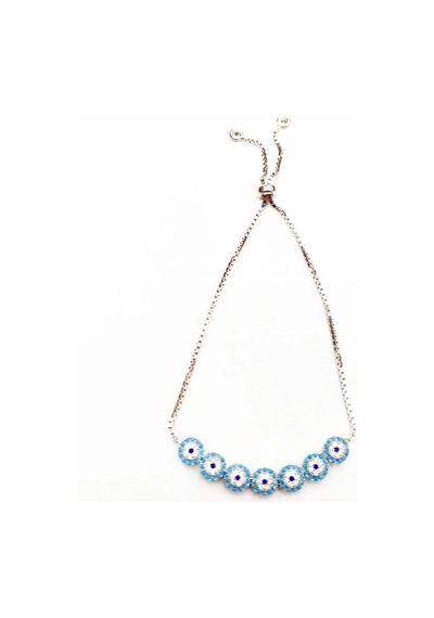 Oriental Kuyumculuk Jewellery Asansörlü Nazarlık Gümüş Bileklik Beyaz