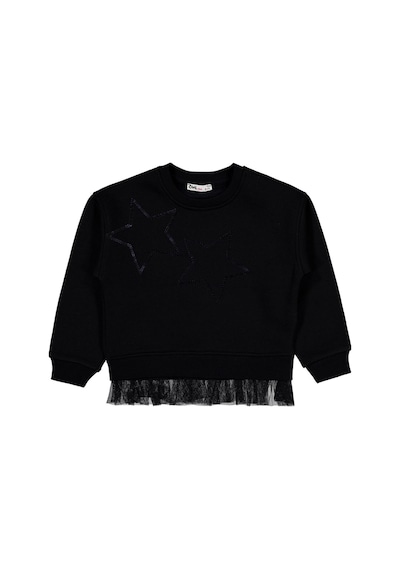 Civil Girls Yıldız Baskılı 10-13 Yaş Sweatshirt - Siyah