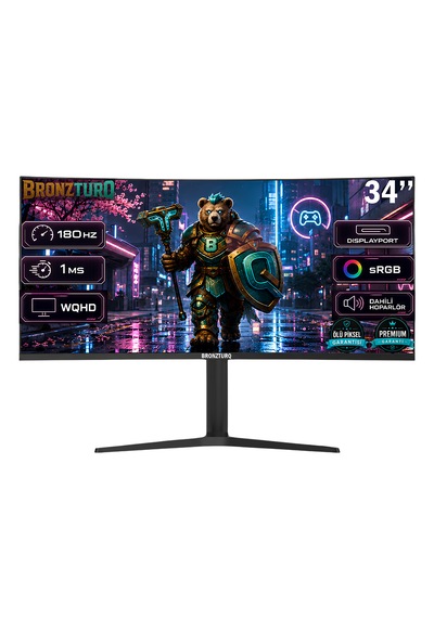 Bronzturq 34" 180hz 1 Ms Dp + Hdmı Wqhd 3440x1440 Kavisli Monitör Btq340wqhd-a