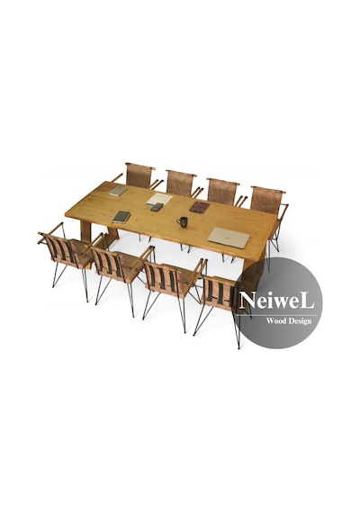 Neiwel Dove Doğal Ahşap Toplantı Masası x 100 x 180 Açık Ceviz