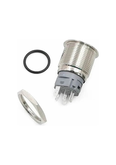 16mm Metal Buton Beyaz Power Sembol Led Işıklı Panel Montaj Düz Kafa Kilitlemeli Dc 6a 12v Ip67 Düğm