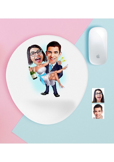 Kişiye Özel Evleniyoruz Karikatürlü Bilek Destekli Mouse Pad-4