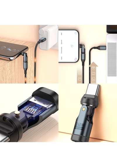 Alfais 6009 Usb Type-c Otg Çevirici Adaptör 540 Döner Pd240w 5a Şarj Veri Dönüştürücü