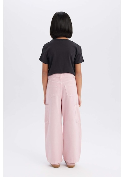 DeFacto Kız Çocuk Wide Leg Kargo Geniş Paça Jean Pantolon C0451A825SMPN122 Pembe