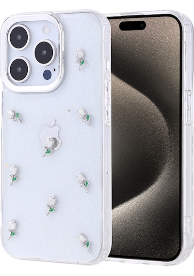 Apple Uyumlu iPhone 15 Pro Kılıf Airbag Tasarımlı Simli Şeffaf Zore Kutup Kapak Lale