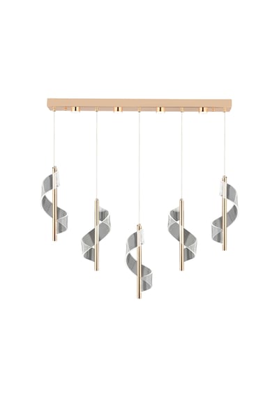 Jadon 5'li Sıralı 3 Renkli 40 Watt Gold Kristal Ledli Modern Oturma Odası Salon Sarkıt Avize Diğer