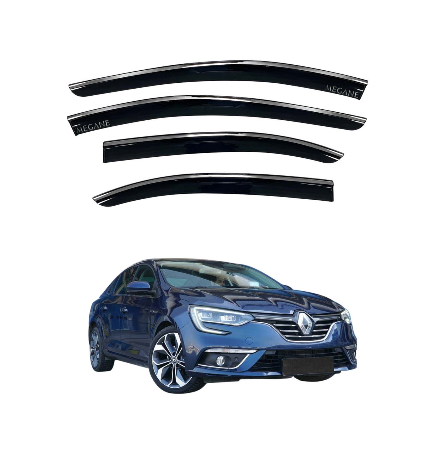 Renault Megane 4 Sd 2016+ Araca Özel Kromlu Cam Rüzgarlığı A+