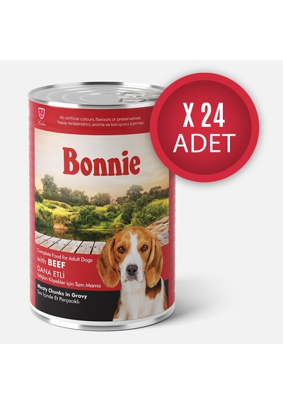 Bonnie Biftekli Sos İçinde Et Parçacıklı Köpek Konservesi 400g X 24 Adet