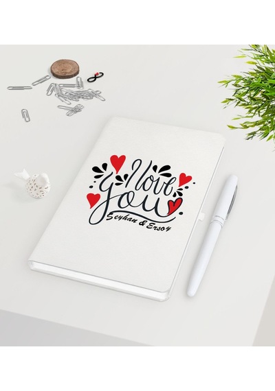 Kişiye Özel Sevgililer Günü Beyaz Defter Kalem Seti-76
