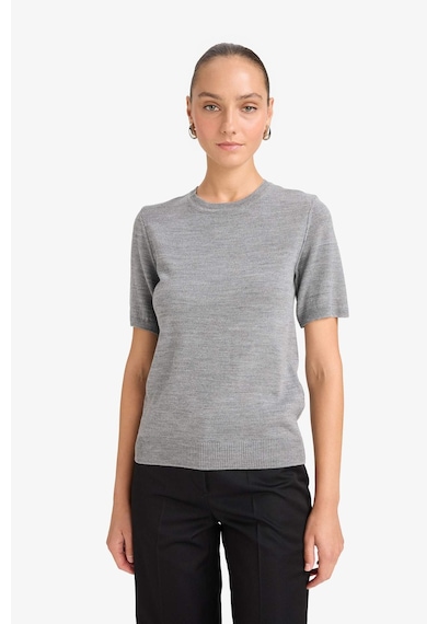 Defacto Regular Fit Bisiklet Yaka Kısa Kollu Triko Kazak E6810ax25augr456 Gri Defacto Regular Fit Bisiklet Yaka Kısa Kollu Triko Kazak E6810ax25augr456 Gri
