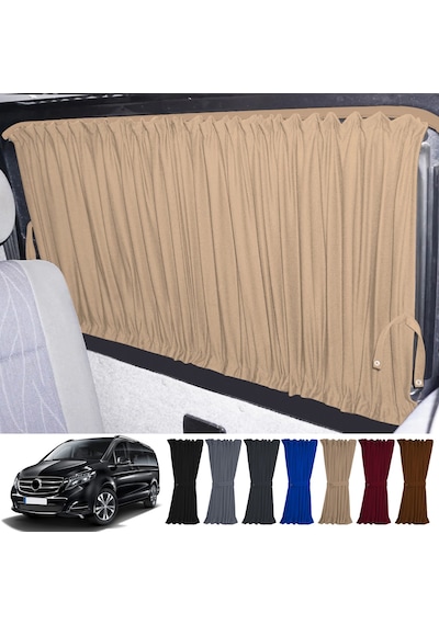 Pandami Mercedes Vito W447 5 Cam 2014+ Uyumlu Krem Raylı Oto Perde Takımı