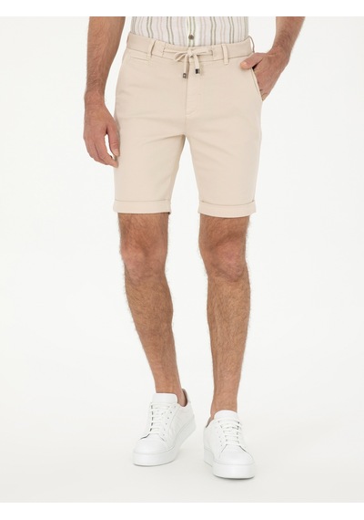 Cacharel Bej Regular Fit Beli Bağcıklı Şort