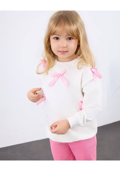 Miniko Kids Kız Çocuk Bayramlık Fiyonk Detaylı 2li Takım Pembe