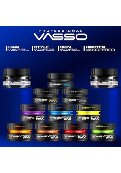 Vasso Black Edition Fiber Wax / Orta Ve İnce Telli Saçlar / Gravity 150 Ml
