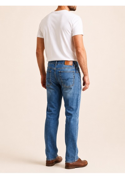 71991f-73604 Erkek Straıght Fıt Mıd Rıse Denim Pantolon 71991f-73604 Açık Mavi