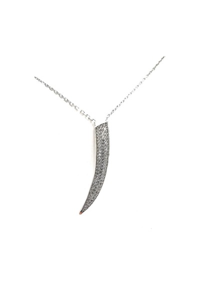 Omar Silver Kadın Fil Dişi Model Zirkon Taşlı Gümüş Kolye Omr8662