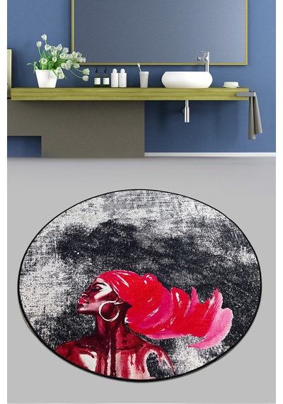 Pink Hair Çap Banyo Halısı Djt 100x100 cm Çok Renkli