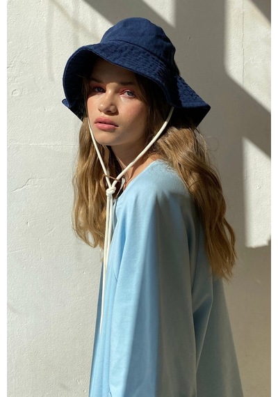 Madmext Mavi Oversize Basic Kadın Tişört-mavi Mavi