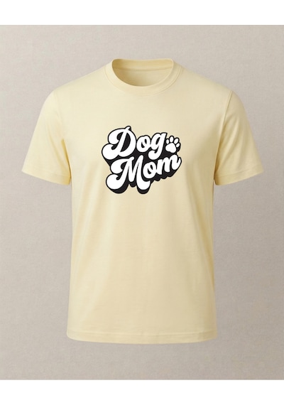 Dog Mom Baskılı T-shirt Sarı