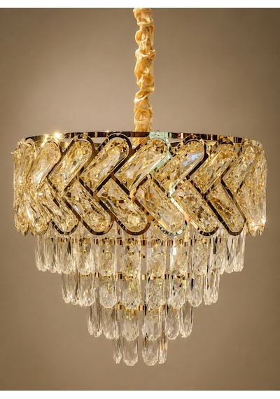 40 Cm Kristal Taşlı Salon Avizesi Altın-gold