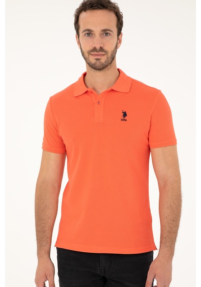 U.S. Polo Assn. Erkek Slim Fit Polo Yaka Nar Çiçeği Basic Tişört 50279613-VR039