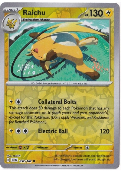 Raichu Reverse Holo 052/162 - Temporal Forces - Pokemon Kartı Mint