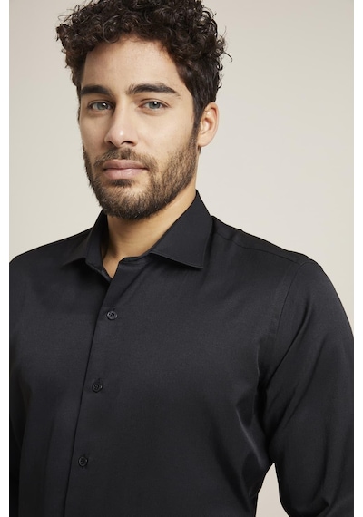 Efor Slim Fit Pamuk Saten Klasik Siyah Gömlek Gk 604 Siyah