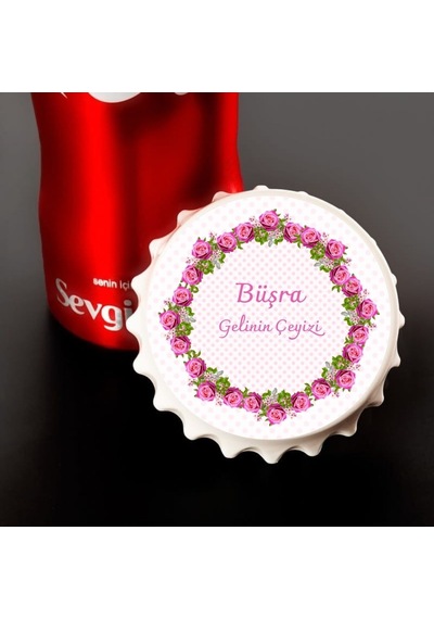 Kişiye Özel Gelin Çeyizi Çiçekli Magnet - 10 Adet Set